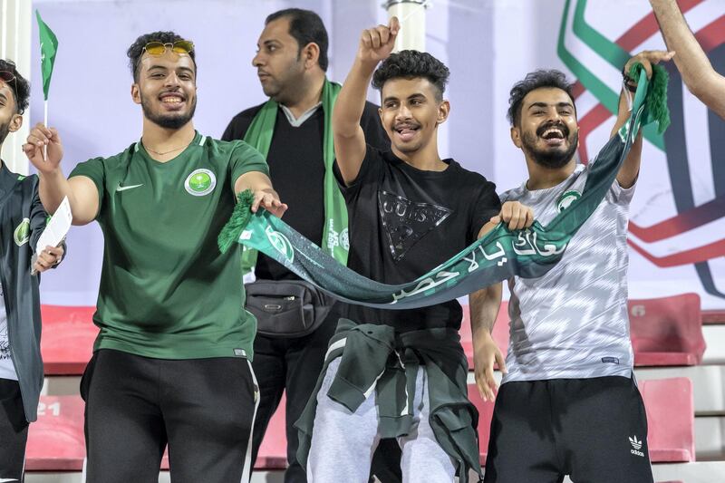 DUBAI, UNITED ARAB EMIRATES.  08 JANUARY 2019. AFC Football at Rashid Stadium. Saudi Arabia vs DPR Korea (North Korea). Fan pictures before the game. (Photo: Antonie Robertson/The National) Journalist: None. Section: Sport.