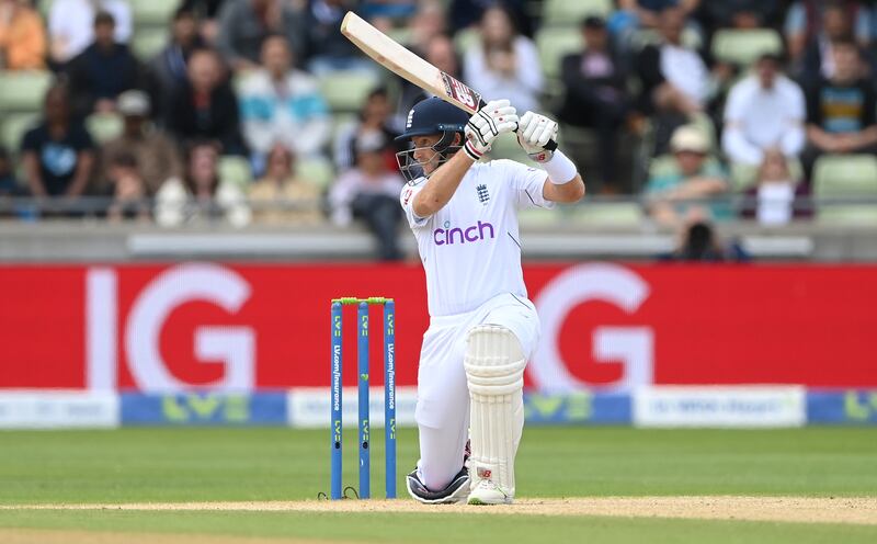  England batsman Joe Root drives to the boundary. Getty