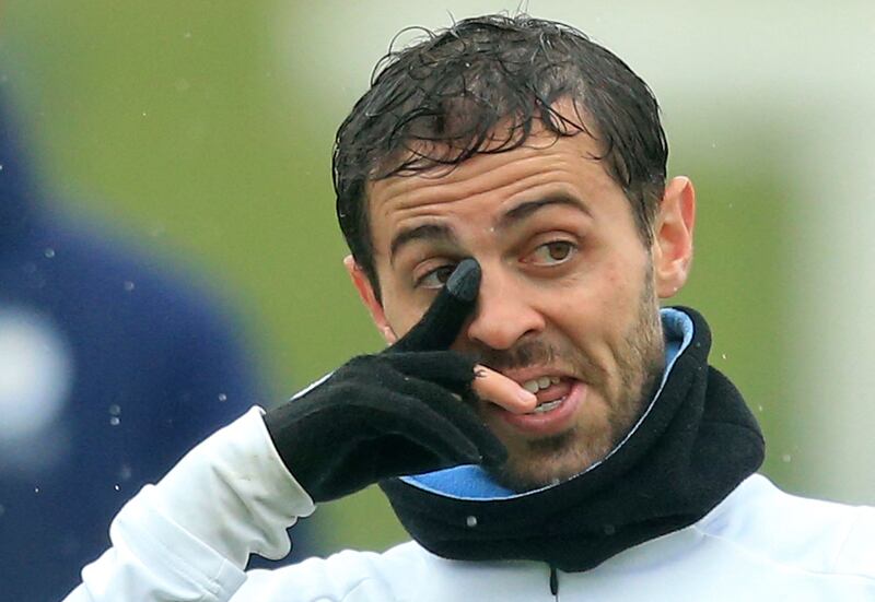 Manchester City's Portuguese midfielder Bernardo Silva takes part in a training session ahead of the Champions League quarter-final second leg against Atletico Madrid. AFP