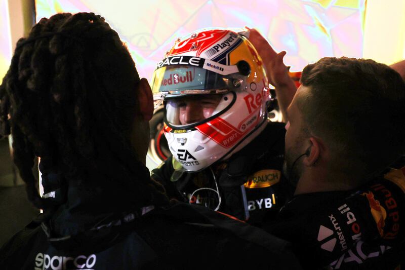 Red Bull's Max Verstappen celebrates winning the Bahrain Grand Prix. Reuters