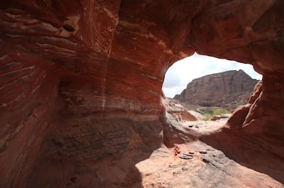 A Picture is taken from inside a cave that was lived by Bdoul in Petra, Jordan. (Salah Malkawi for The National)