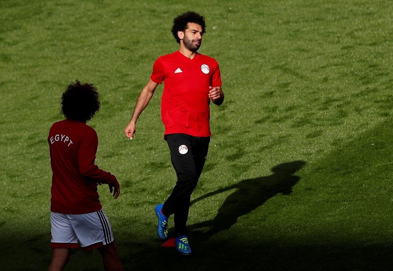 Egypt's Mohamed Salah during training. Andrew Couldridge / Reuters