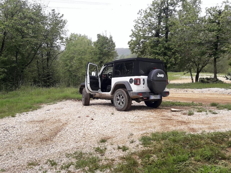 A Jeep sits idle before the test begins.