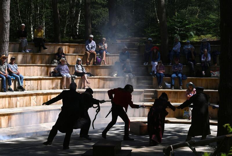 Artists perform Shakespeare's 'The Tempest' at Thorington Theatre in the Woods, near Southwold, Britain, after coronavirus restrictions were relaxed. Reuters