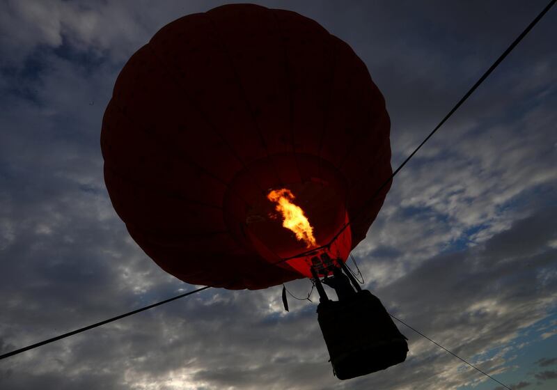 A hot air balloon is seen during a tethered flight. Getty Images
