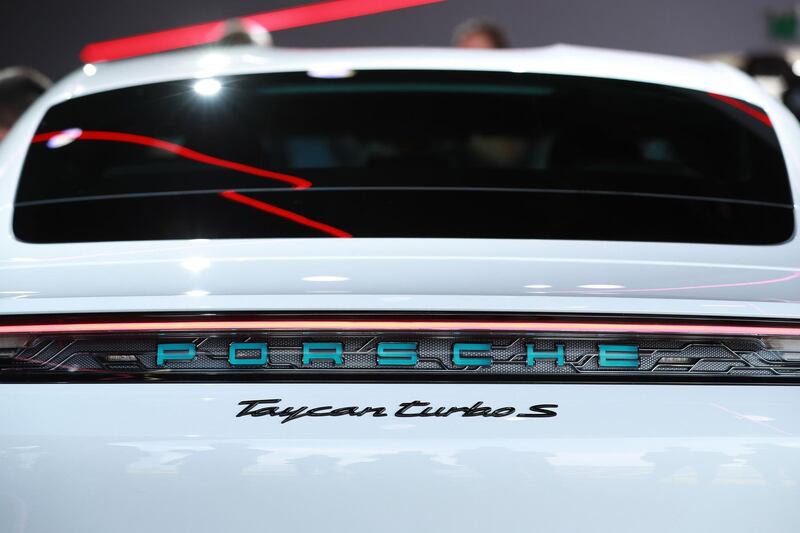 The all electric Porsche AG Taycan luxury automobile is unveiled at Berlin-Neuhardenberg airport. Bloomberg