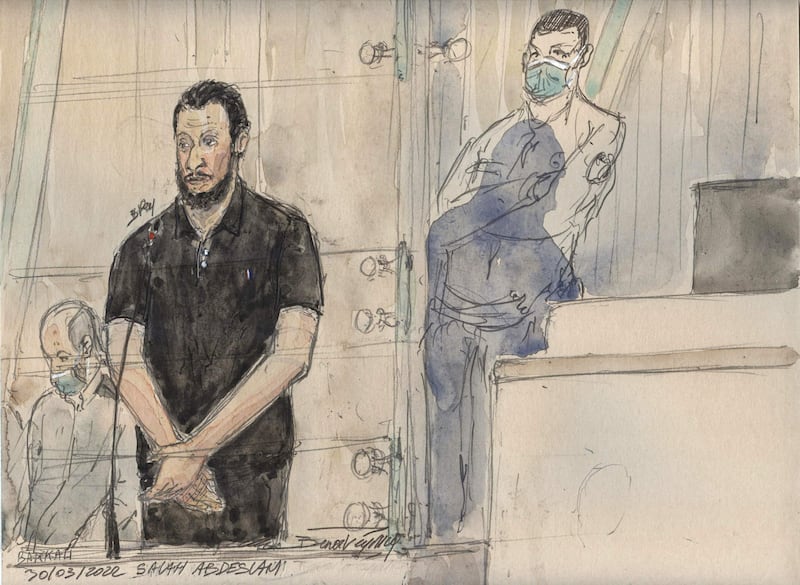 A court sketch of Salah Abdeslam, who will now face trial in Belgium where he lived before the Paris attack. AFP
