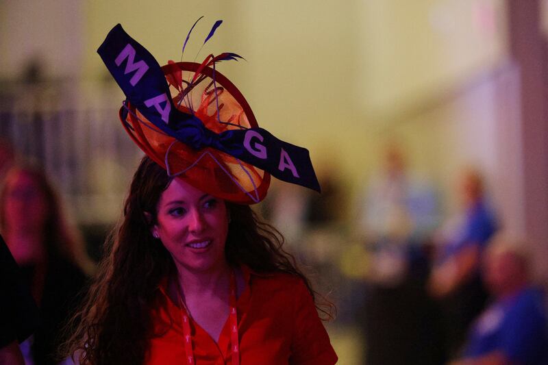 A new take on the red Maga hat seen at CPAC in Dallas. Reuters