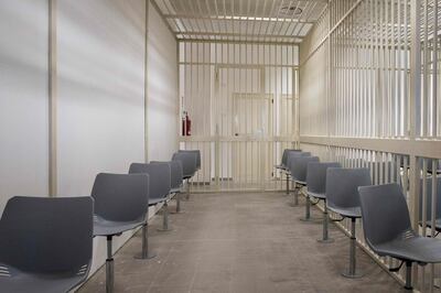 A view taken on December 15, 2020 in Lamezia Terme, Calabria, shows one of the detained defendants' cells inside a new bunker room built for the upcoming 'Rinascita-Scott' maxi-trial in which more than 350 alleged members of Calabria's 'Ndrangheta mafia group and their associates go on trial this week.
  The 'Ndrangheta, rooted in the southern region of Calabria, has surpassed Sicily's more famous Cosa Nostra to become Italy's most powerful mafia group, which operates across the world.  / AFP / Gianluca CHININEA
