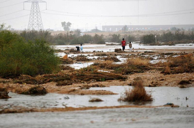 Saudi children play in the Nimar valley. Fayez Nureldine / AFP Photo

