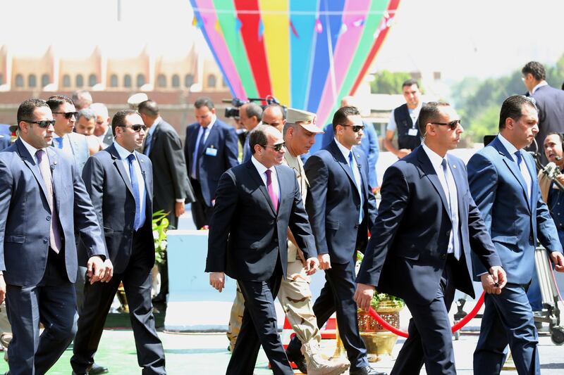 Egyptian President Abdel Fattah al-Sisi attends the opening of the Rawd Al-Faraj bridge in Shobra district, Cairo. EPA
