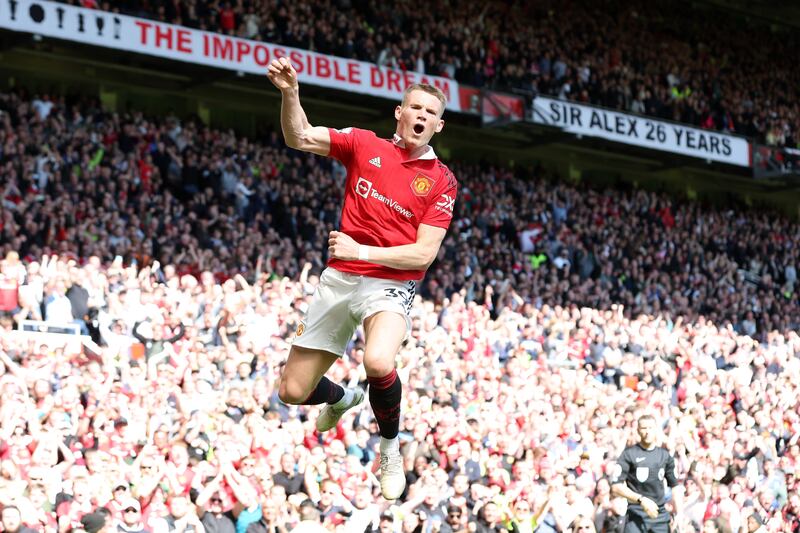 Scott McTominay after scoring the opener. Getty