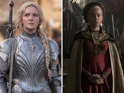 'The Rings of Power' goes head to head against HBO's 'Game of Thrones' prequel, 'House of the Dragon'. Photo: Amazon / HBO