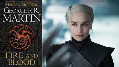 Fire and Blood by George R R Martin is mentioned in the original Game of Thrones novels and the HBO series. Photos: HarperVoyager; HBO