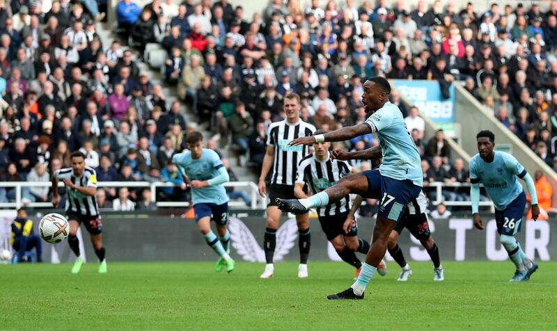 Brentford's Ivan Toney scores from the penalty spot. Reuters