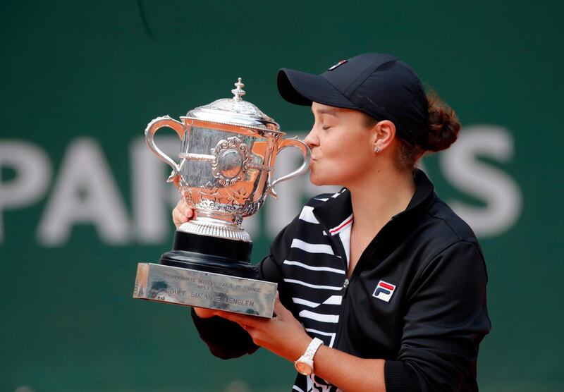Tennis - French Open - Roland Garros, Paris, France - June 8, 2019. Australia's Ashleigh Barty celebrates with the trophy after winning the final against Marketa Vondrousova of the Czech Republic. REUTERS/Charles Platiau