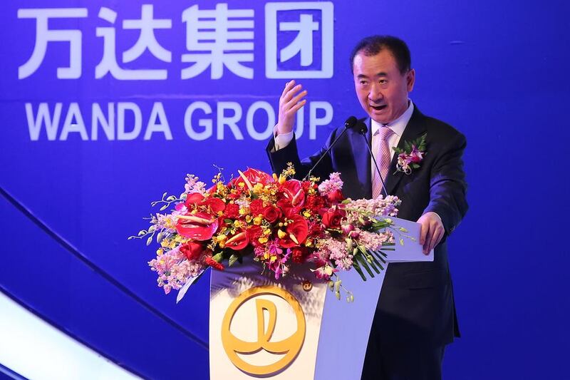China's Wanda Group chairman Wang Jianlin speaks during an agreement ceremony in Beijing. Wu Hong / EPA