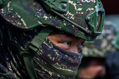A soldier participates in a Taiwanese military drill. Getty Images