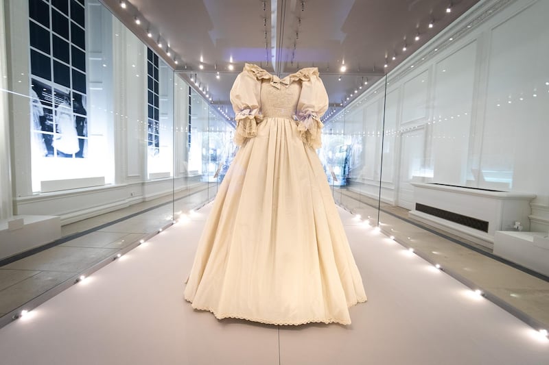The gown, designed by David and Elizabeth Emanuel, will feature in the Royal Style in the Making exhibition at Kensington Palace in London, opening on June 3, running until January 2, 2022. AP Photo