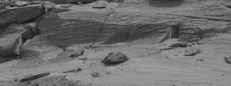 An image captured by Nasa's Mars rover Curiosity shows a dark opening on Mars. Reuters