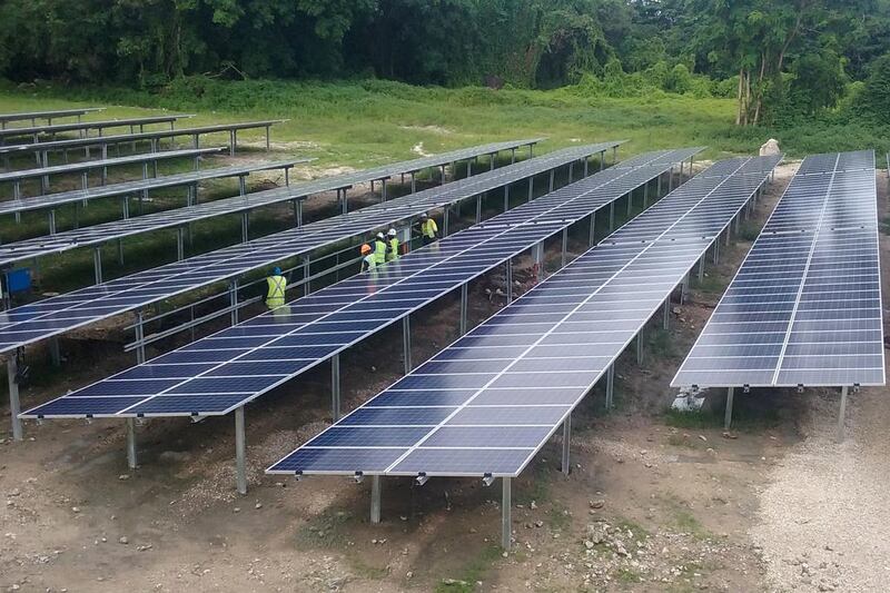 Masdar's 500kW solar PV plant in Nauru. The Republic of Nauru is a 21 square kilometre island with more than 9,500 citizens that is highly dependent on imported fossil fuels for transport and power generation. Courtesy Masdar