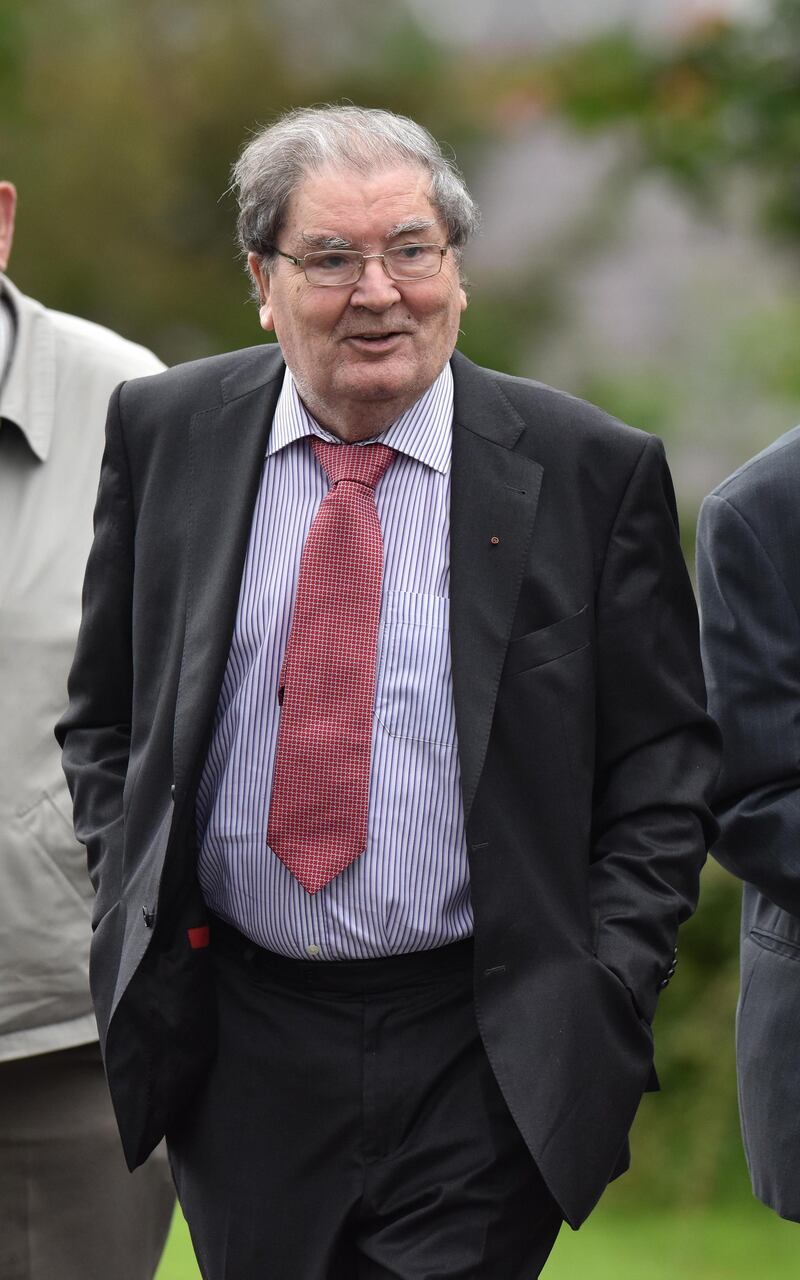 John Hume arrives for the funeral of the former Bishop of Derry, Dr Edward Daly, at St Eugene's Cathedral in the city four years ago. Getty Images