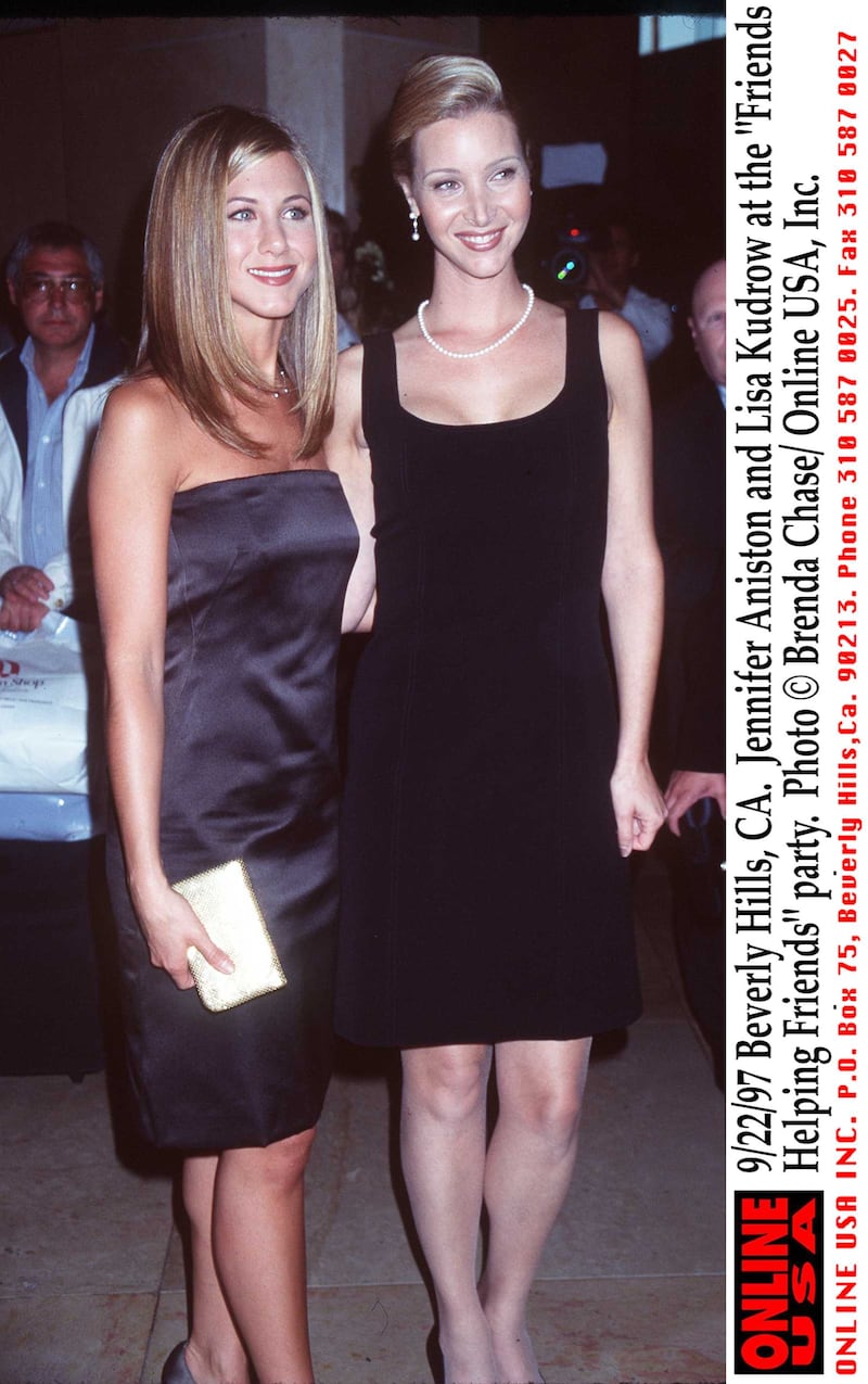 9/22/97 Beverly Hills, CA. Jennifer Aniston and Lisa Kudrow at the "Friends Helping Friends" party.