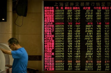 A Chinese investor uses a computer terminal as he monitors stock prices at a brokerage house in Beijing on Friday. Asian stock markets plunged after US President Donald Trump's surprise threat of tariff hikes on additional Chinese imports. Photo: AP