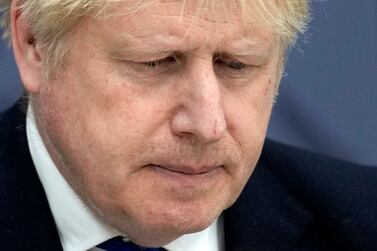 Britain's Prime Minister Boris Johnson makes a speech on immigration, at Lydd Airport, in south east England, on  April 14, 2022.  - British Prime Minister Boris Johnson said on Thursday that the navy would take over patrolling the Channel for migrants trying to cross from France.  "From today, the Royal Navy will take over operational command from Border Force in the Channel with the aim that no boat makes it to the UK undetected," Johnson said in a speech announcing a plan to send those who made the crossing to Rwanda.  (Photo by Matt Dunham  /  POOL  /  AFP)