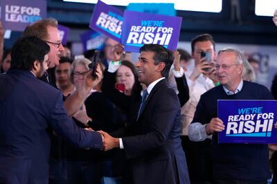 Rishi Sunak meets supporters at Wembley Arena. AP