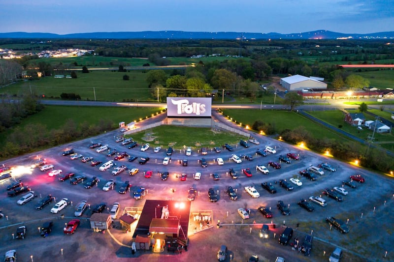 Movie-goers watch the movie 'Trolls World Tour' at the newly re-opened Family Drive-in Theatre in Stephens City, Virginia, USA. EPA