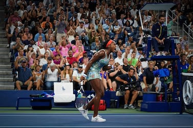 Cori Gauff celebrates her second-round win at the US Open. AFP