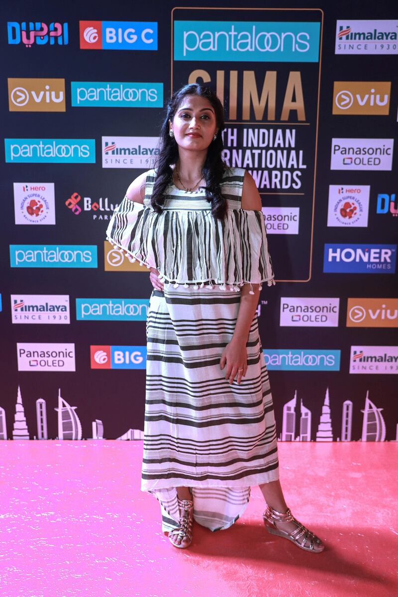 Dubai, United Arab Emirates, September 14, 2018.  SIIMA Day 1 Red Carpet. --- Apeksha Purohiy
Victor Besa/The National
Section:  AC
Reporter:  Felicity Campbell