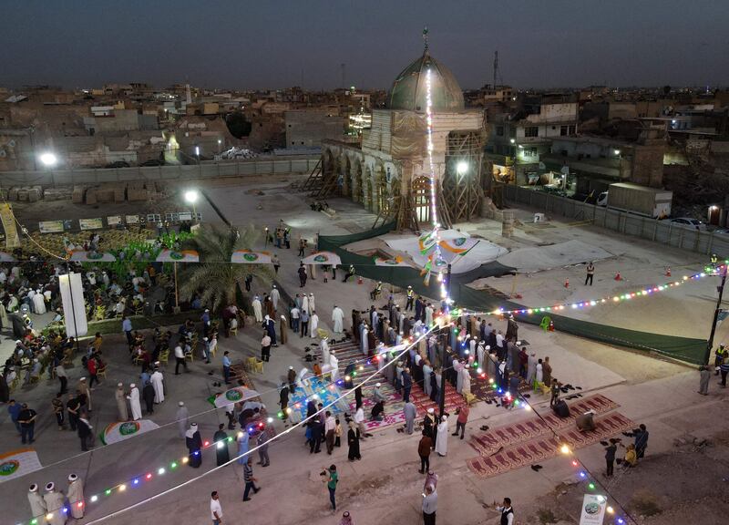 An aerial view of the Al Nuri Mosque in Mosul.