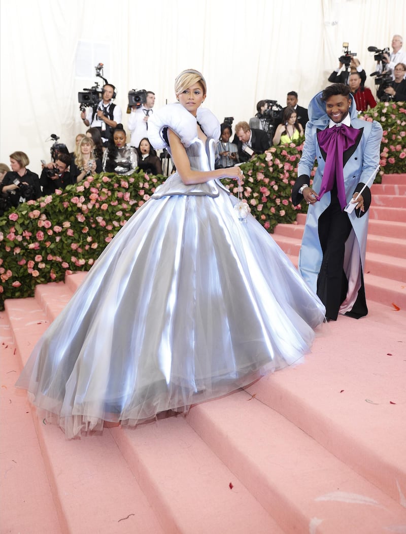 epa07552550 Zendaya (L) and Law Roach arrive on the red carpet for the 2019 Met Gala, the annual benefit for the Metropolitan Museum of Art's Costume Institute, in New York, New York, USA, 06 May 2019. The event coincides with the Met Costume Institute's new spring 2019 exhibition, 'Camp: Notes on Fashion', which runs from 09 May until 08 September 2019.  EPA-EFE/JUSTIN LANE