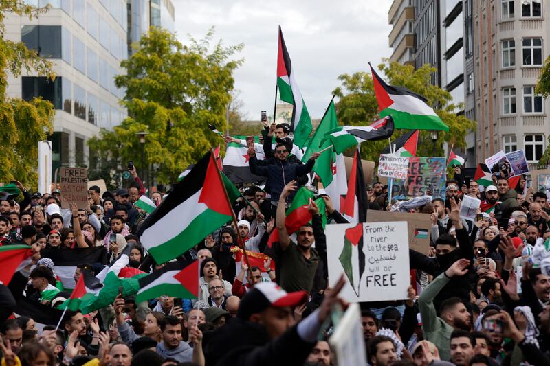 It was the first major pro-Palestine rally in the Belgian capital since the start of the Israel-Gaza war. AP