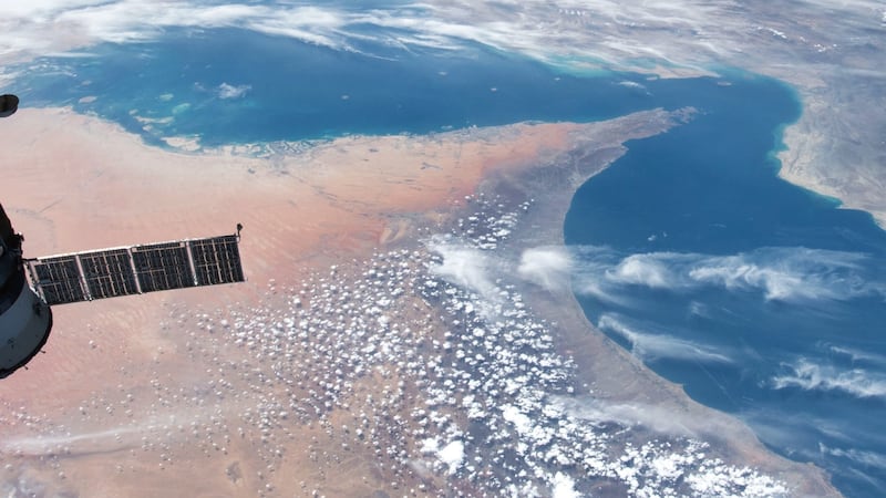 An image of the UAE and Oman taken by the Emirati astronaut on May 24. Photo: Sultan Al Neyadi / X