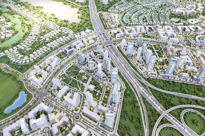 A scale model of Emaar’s Dubai Hills project. Reem Mohammed / The National