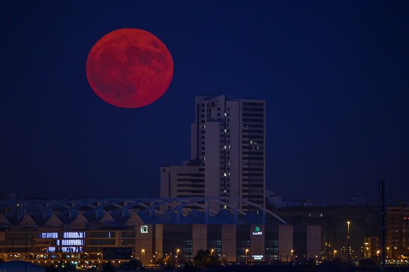 In Zaragoza, Spain. The Moon was 357,418 kilometres away from the Earth, compared to the average distance of 384,472km.  EPA