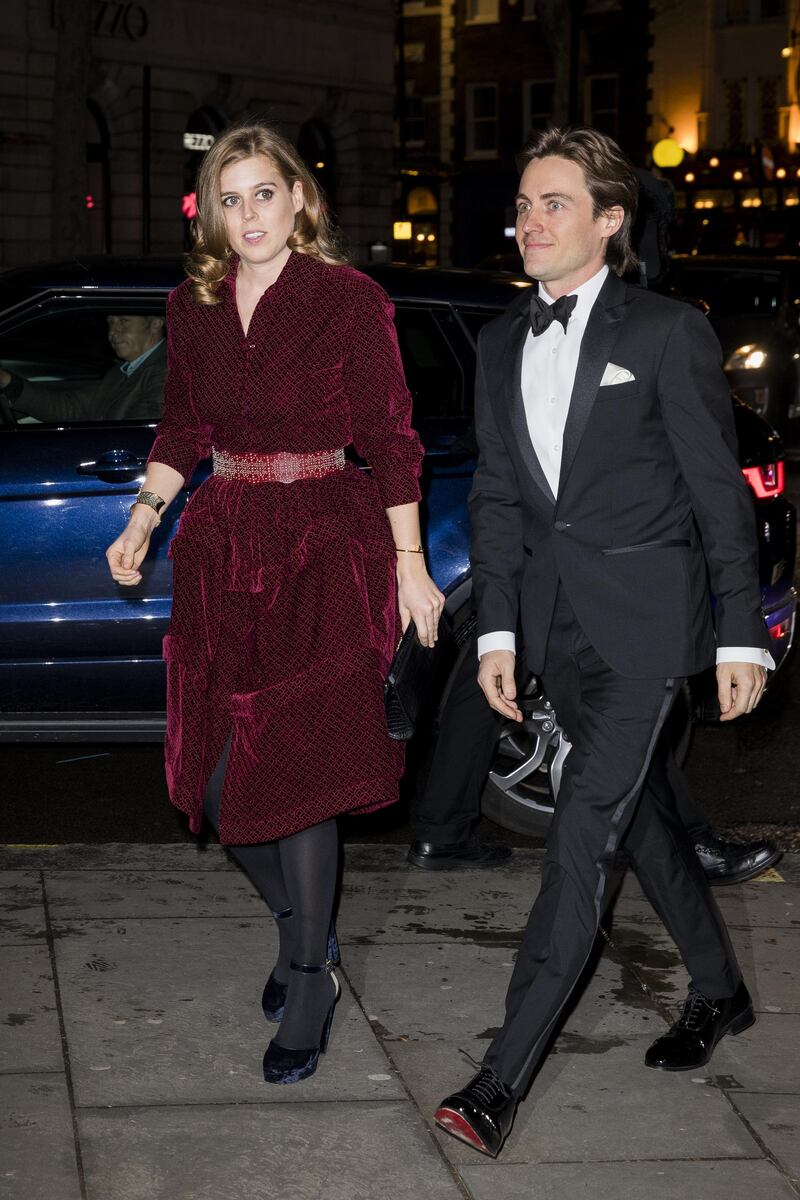 Princess Beatrice and Edoardo Mapelli Mozzi attend a gala at National Portrait Gallery on March 12, 2019. Getty Images