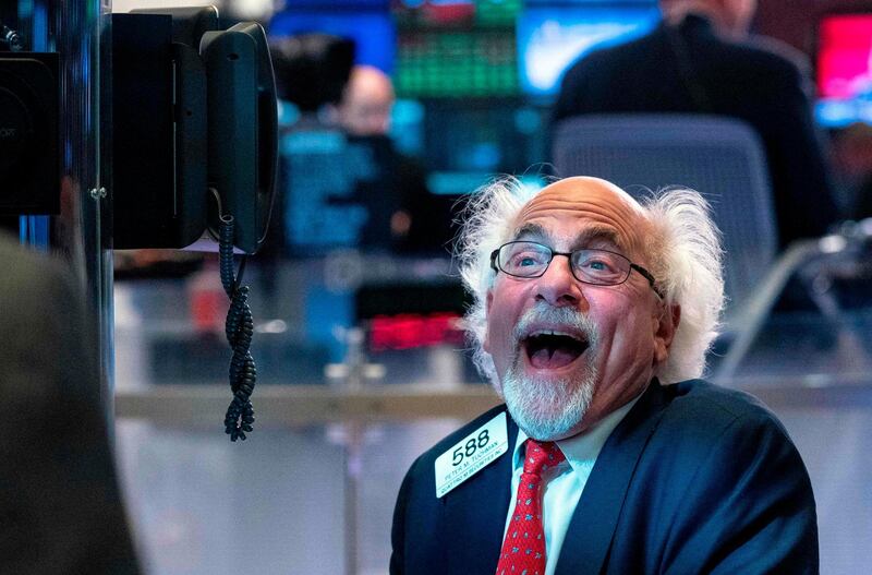 A trader reacts ahead of the closing bell on the floor of the New York Stock Exchange. AFP