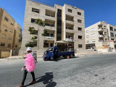 Housing is built mostly for Syrian refugee women and their children in north Amman. 