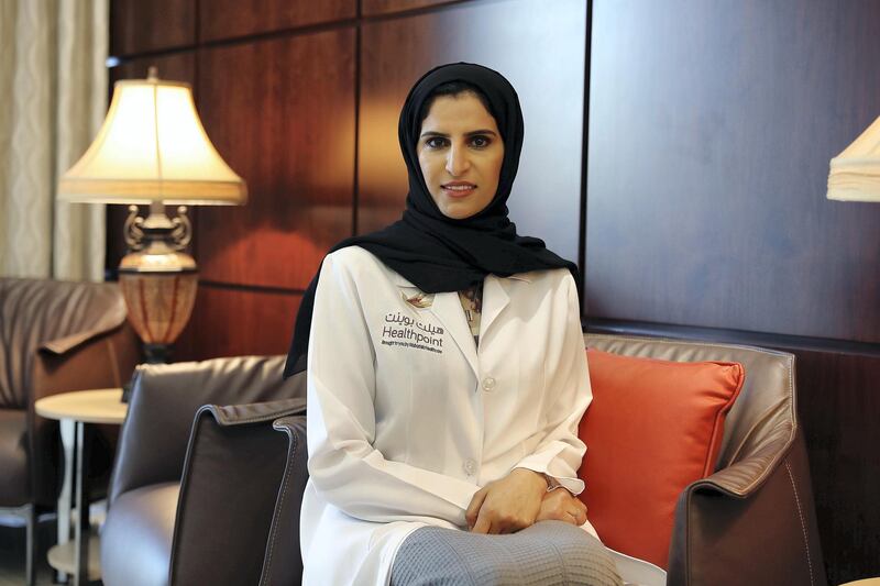 ABU DHABI , UNITED ARAB EMIRATES , MARCH 28  – 2018 :- Dr. Mai Al Jaber, Deputy Medical Director at the Healthpoint hospital in Abu Dhabi. ( Pawan Singh / The National ) For News. Story by Shareena