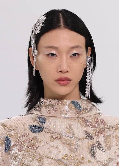 Silvery eyelids at Fendi haute couture. Getty