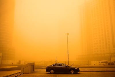 Dubai, UAE, April 2, 2015:

A large sandstorm is sweeping through the country, leaving poor visibility on and off the roads. 


Building were barely visible in TECOM.

Lee Hoagland/The National *** Local Caption ***  LH0402_WEATHER_0005.JPG