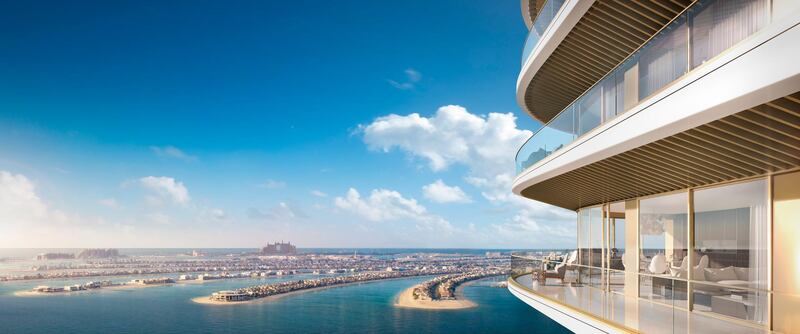 The Elie Saab tower will have views of the Arabian Gulf, Palm Jumeirah and Dubai skyline. Courtesy Emaar