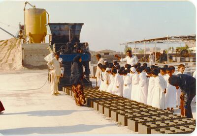 Students and teachers from a local school visit a brick plant in the early 1980s. DAFCO