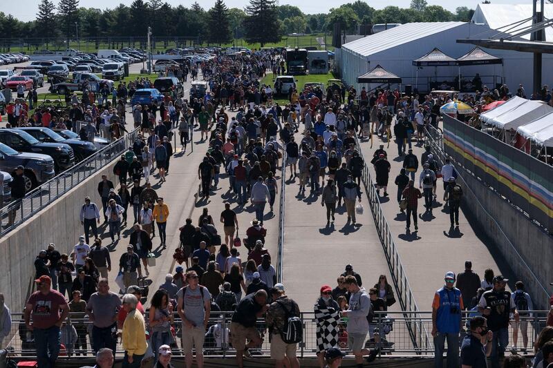 Fans enter the Indianapolis Motor Speedway prior to the Indianapolis 500. AFP