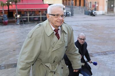One of the victims, Robert Vaux, arrives at the courthouse in Nice, southeastern France, to attend the trial of Patricia Dagorn, a woman suspected of being a serial poisoner trapping wealthy widowers from the Cote d'Azur, on January 15, 2018.
Patricia Dagorn appears on January 15, before a court for murder or administration of harmful substances to four old men, two of whom died. / AFP PHOTO / VALERY HACHE
