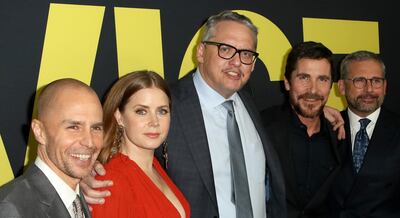 BEVERLY HILLS, CA - DECEMBER 11:  (L-R) Sam Rockwell, Amy Adams, Adam McKay, Christian Bale and Steve Carell attend Annapurna Pictures, Gary Sanchez Productions and Plan B Entertainment's World Premiere of "Vice" at AMPAS Samuel Goldwyn Theater on December 11, 2018 in Beverly Hills, California.  (Photo by David Livingston/Getty Images)